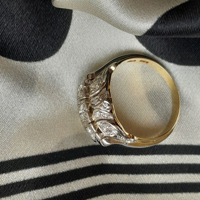 R.13 Pierścionek Art Deco 5.2g Diamenty 0.52ct Złoto 585 WYCENA