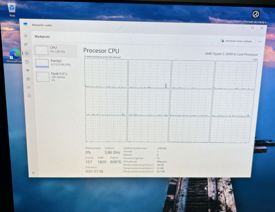 Ryzen 5 3600 RAM 32GB (2 x 16 GB ddr4) płyta główna MSI a320m