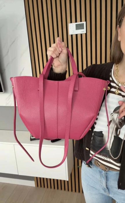 Torebka skora natutalna Polenka shopper fuksja