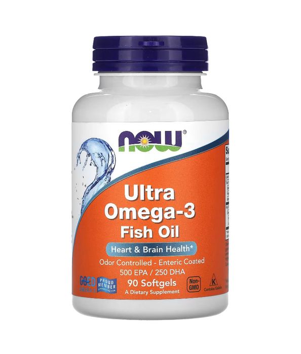 Now Foods, Омега-3, Ultra Omega-3, рыбий жир, 100/200/500 капсул