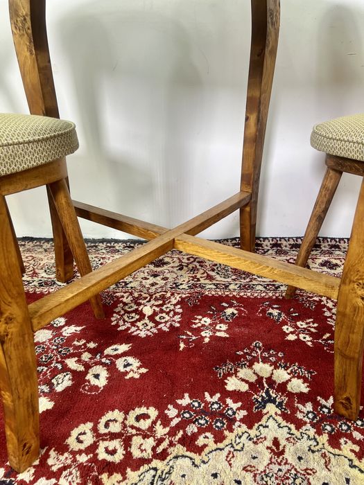 Stół okrągły art deco prl lata 60 orzech mat śr.70 vintage retro