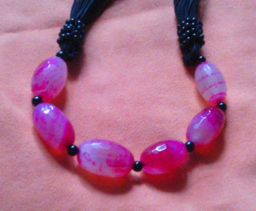 бусы, ожерелье, розовый агат, 50 см.