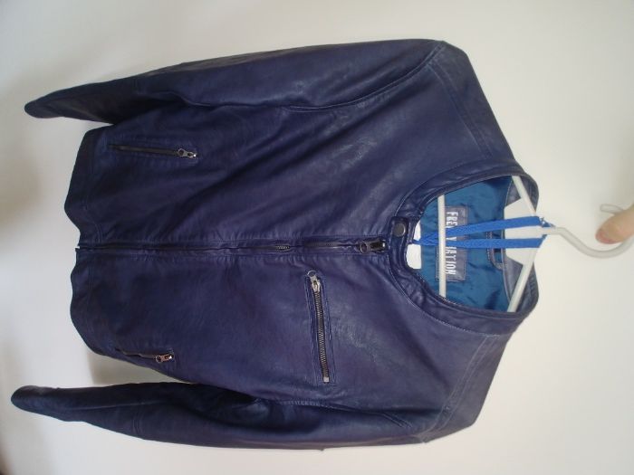 Kurtka sztuczna skóra ekoskóra (S) / Freaky Nation / Niebieska Indigo