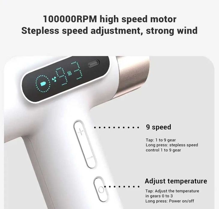 Бездротовий фен VVU&CCO CFJ-5 , 15600 mAh, з гарячим і холодним , 300W