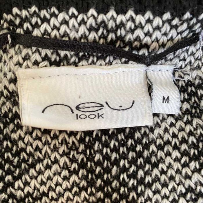 Sweterek narzuta czarny biały New Look rozmiar M kardigan boho