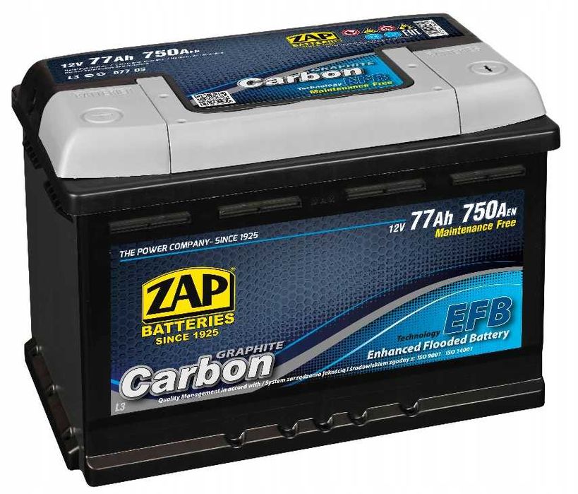 Akumulator ZAP Carbon EFB 12V 77Ah 750A Auto Moto Greg