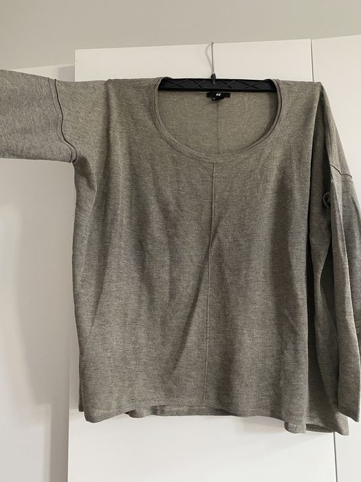 Sweter bluzka oversize H&M khaki szary oliwka