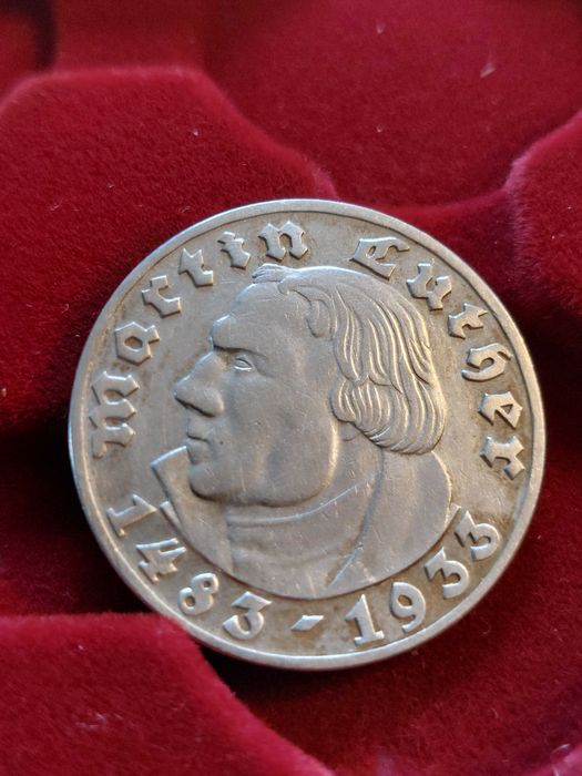 Monety srebrne 2 × 5 Reichsmark 1933 "Martin Luther" – srebro 900, cena za 2 sztuki