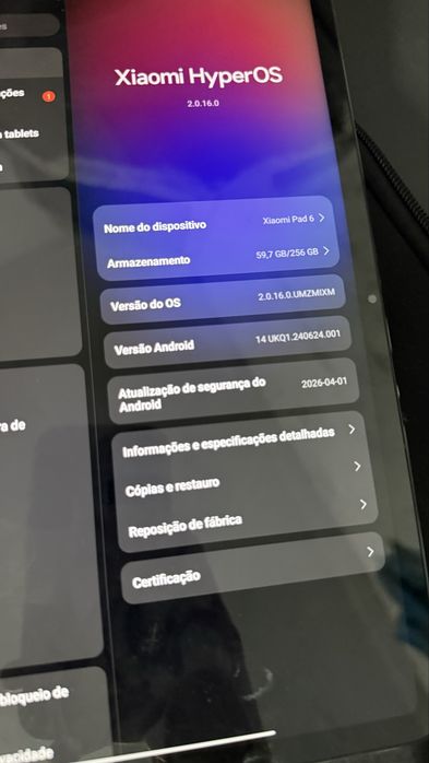 Tablet Xiaomi Pad 6 256GB Prateado