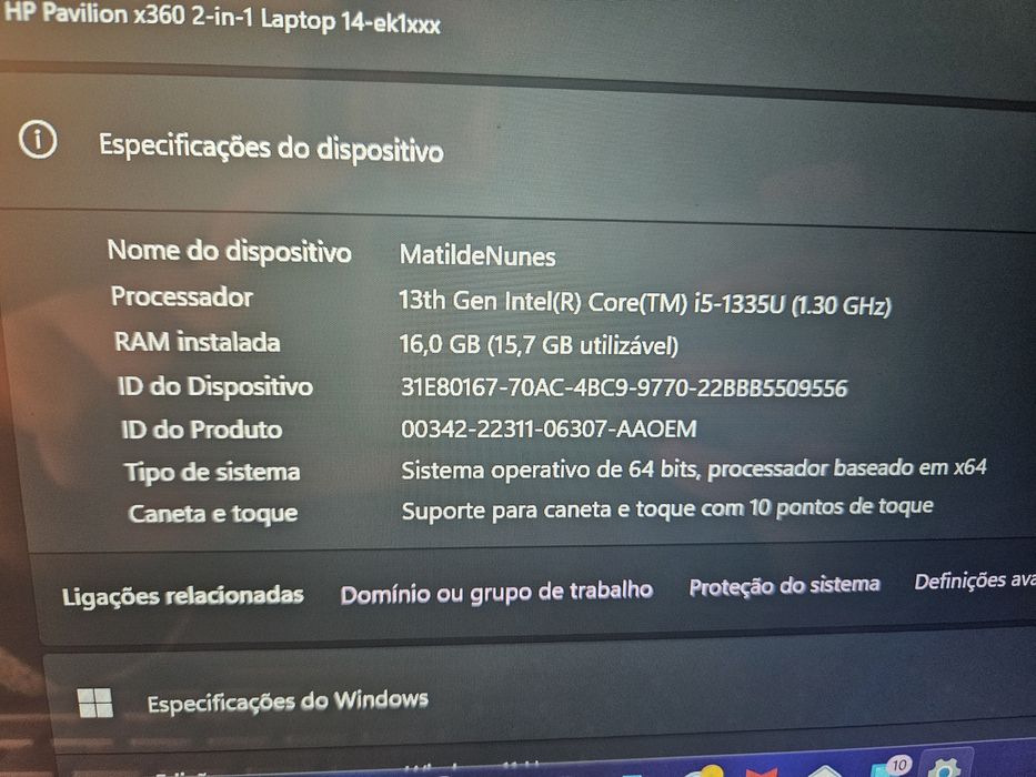 Portátil HP Pavilion x360 14 2 em 1 RESERVADO