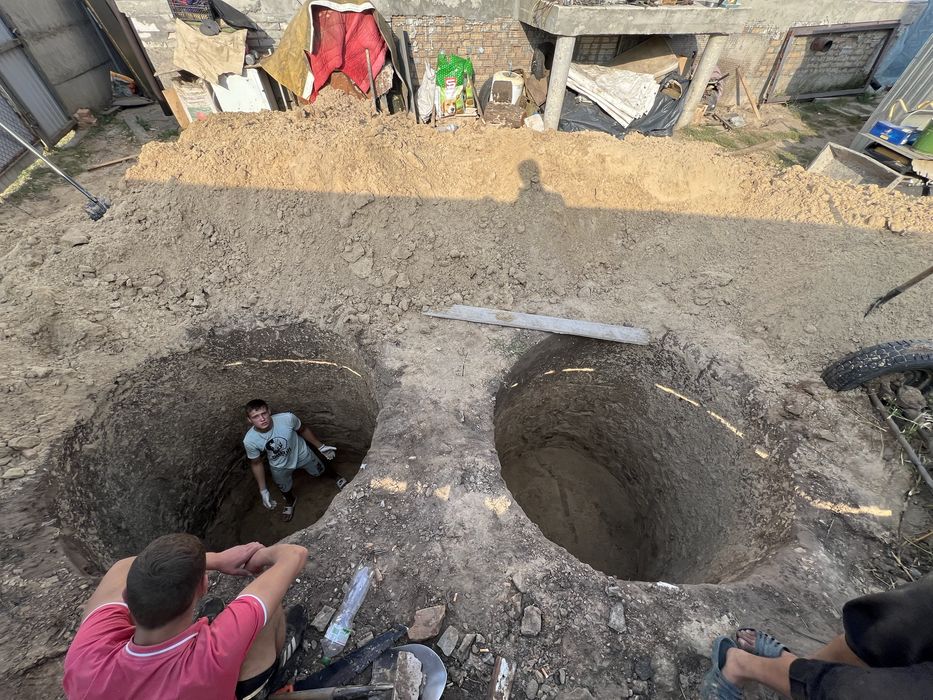 Септик під ключ,Копка траншей лівньовка вигрібна переливна яма кільця