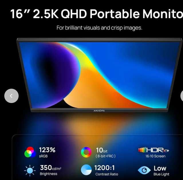 Montior Portátil Arzopa Z1RC 16" QHD 2.5K