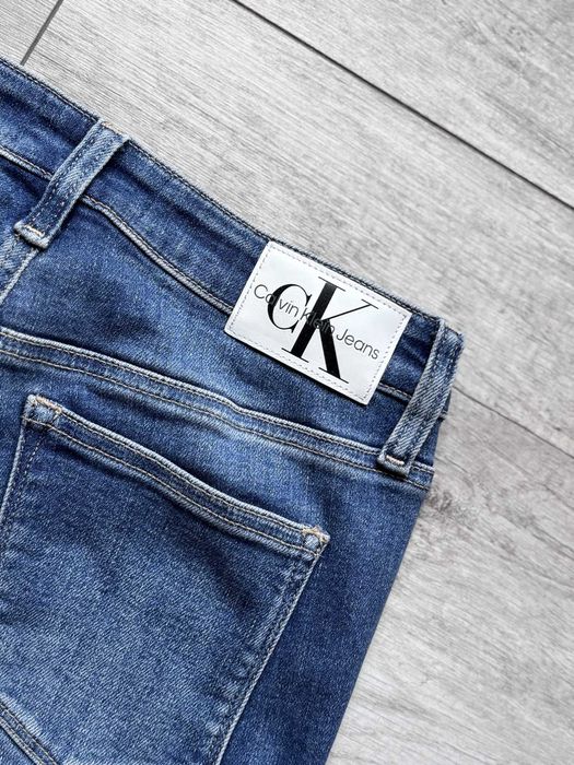 Calvin Klein Spodnie Skinny W30 L32 Washed Denim Damskie Niebieskie Jeansy Stretch Y2k Skate Retro