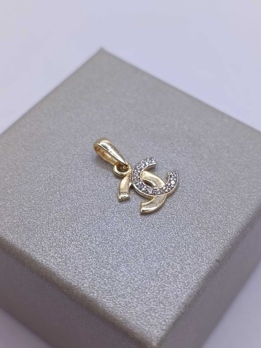 Złota Zawieszka Złoty Wisiorek Chanel Z Kamieniam Cyrkonia Złoto PR585 14K 282/04/26s