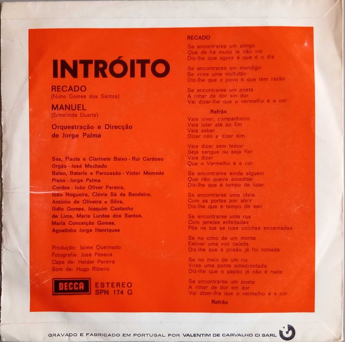 Intróito	- - - - -	Recado	- - - - -	Single