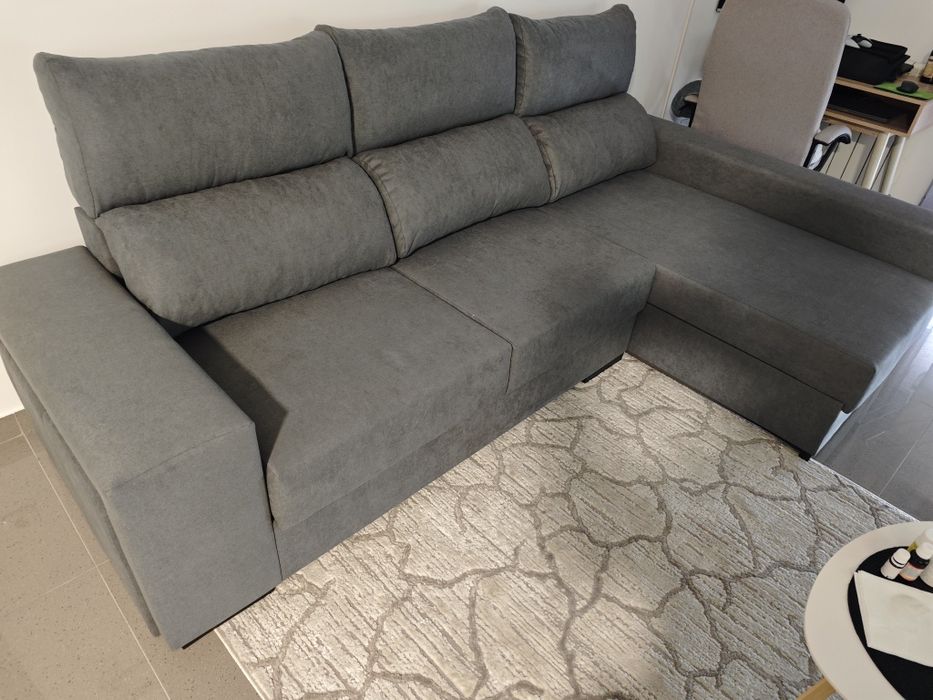 Sofá Chaise Long Cinzento (Novo)