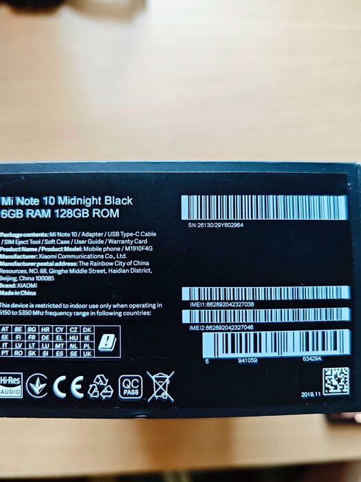 Xiaomi Mi Note 10 (на запчастини / під відновлення). Робоча плата + коробка