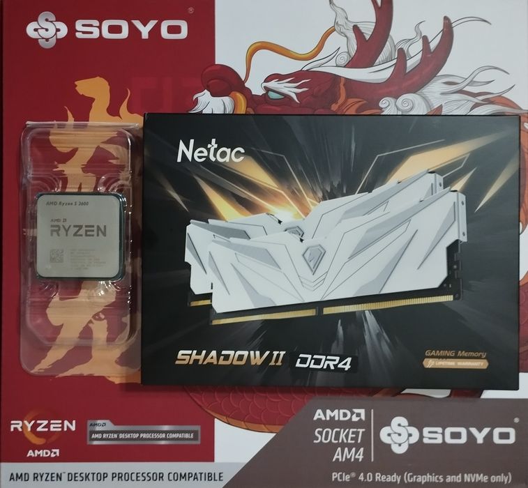 Игровой комплект SOYO B450 PRO + Ryzen 3600 / 5500 / 5600 + ddr4 16gb