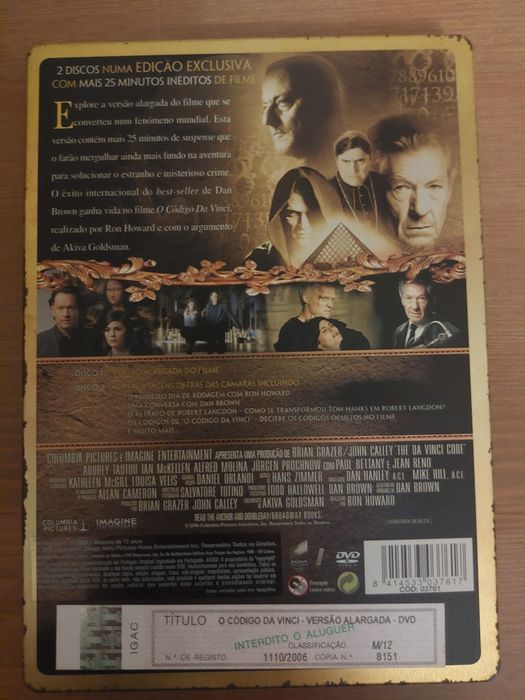 DVD " Codigo DaVinci " Steel Case - Ed. Especial 2 Discos (Como Novo)