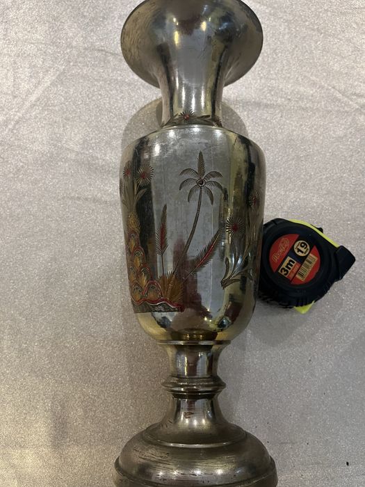2 Large Indian Metal Jugs with Embroidered Patterns