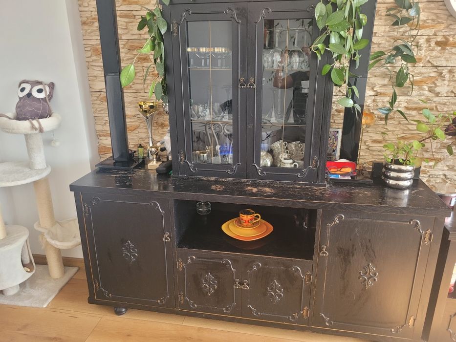 Meble czarne,  antyk drewno blaty do renowacji