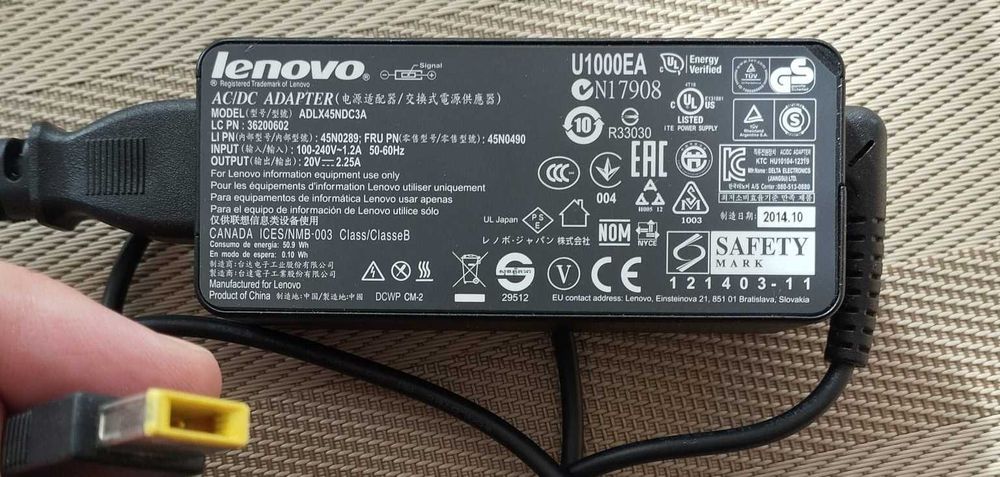 45W Oryginalny Zasilacz Ładowarka do laptopa Lenovo, 45N0490
