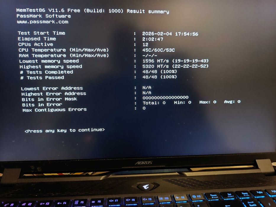 Crucial DDR4 16 GB (2x8) 3200MHz SO-DIMM sprawdzone MemTest OCCT 7-zip