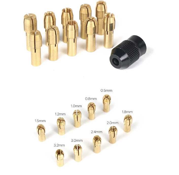Набор цанг на гравер, Dremel 10шт + патрон М8х0,75