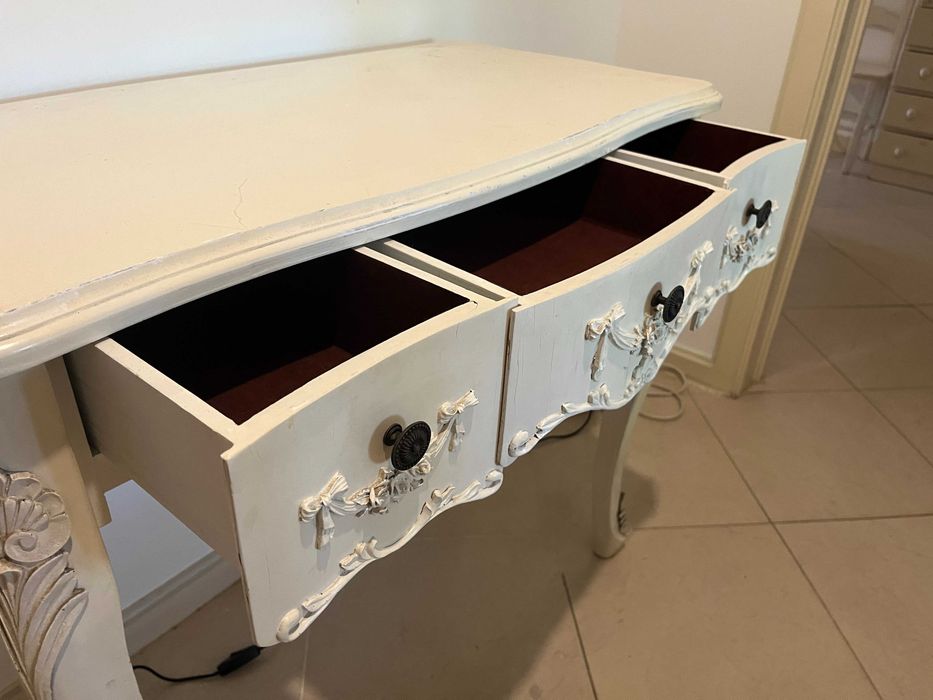 Consola/Toucador Provençal Branco com Gavetas
