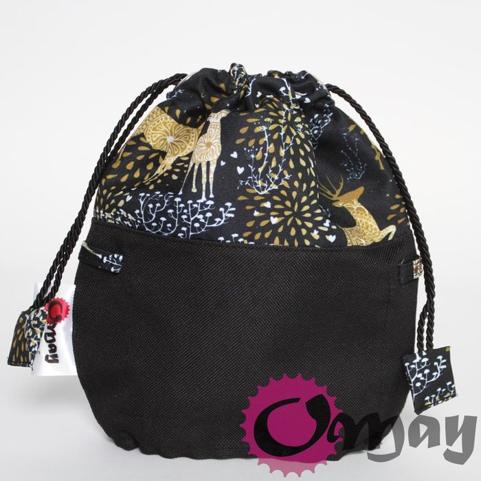 CZARNY organizer OBAG POCKET worek jelonki "złote" 1kieszeń komin OMAY