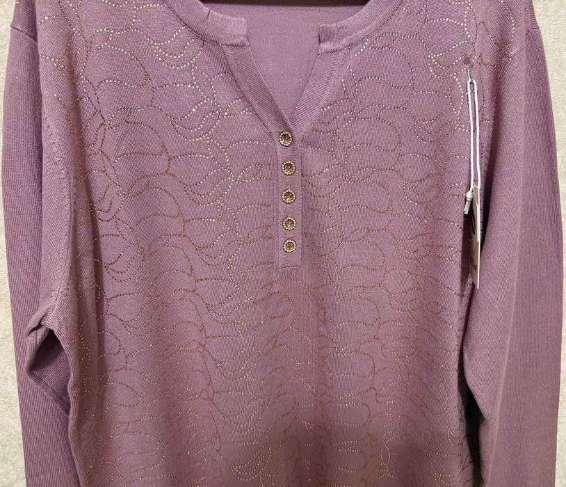 Жіноча кофтинка з люрексом лілового кольору,розмір 56, ОГ 118 см, нова
