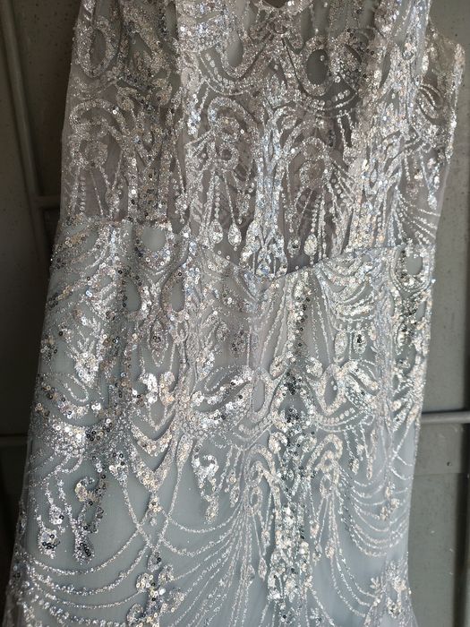 Suknia syrenka Glamour, srebrna cekinowa błyszcząca. L/XL piękna!