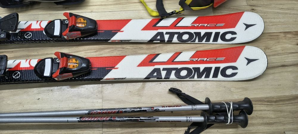 Komplet narty ATOMIC 110 cm Buty roz 32 Kask Gogle Kijki