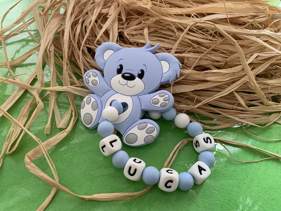 Pulseira com nome mordedor para bebe