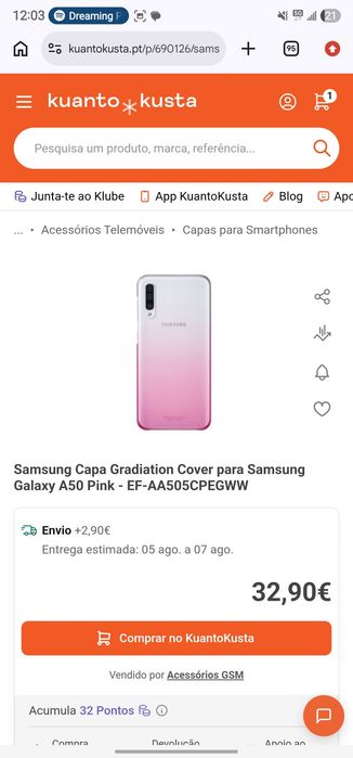 Capa Samsung A50 impecável rosa efeito espelho