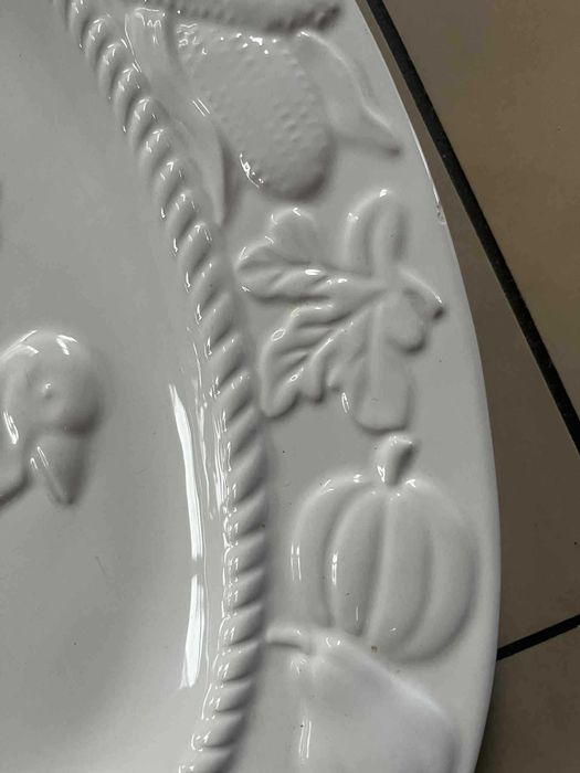 Duży ceramiczny półmisek tłoczone owoce  49x35 cm