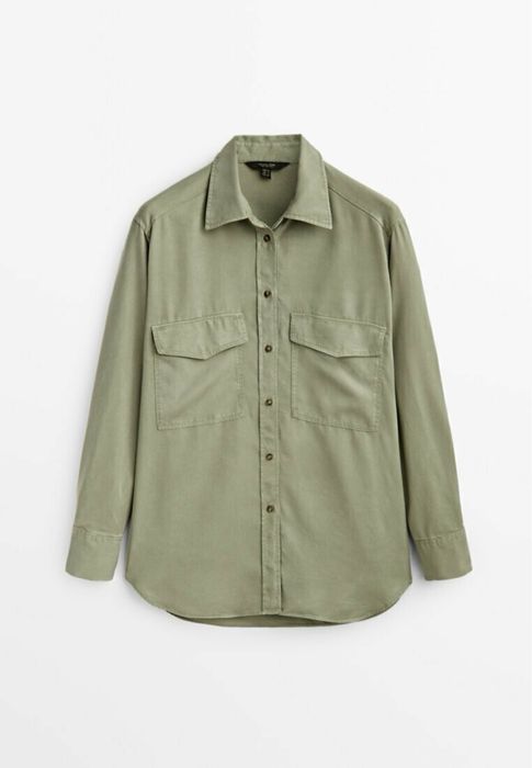 Женская рубашка massimo dutti хаки massimo dutti жіноча сорочка