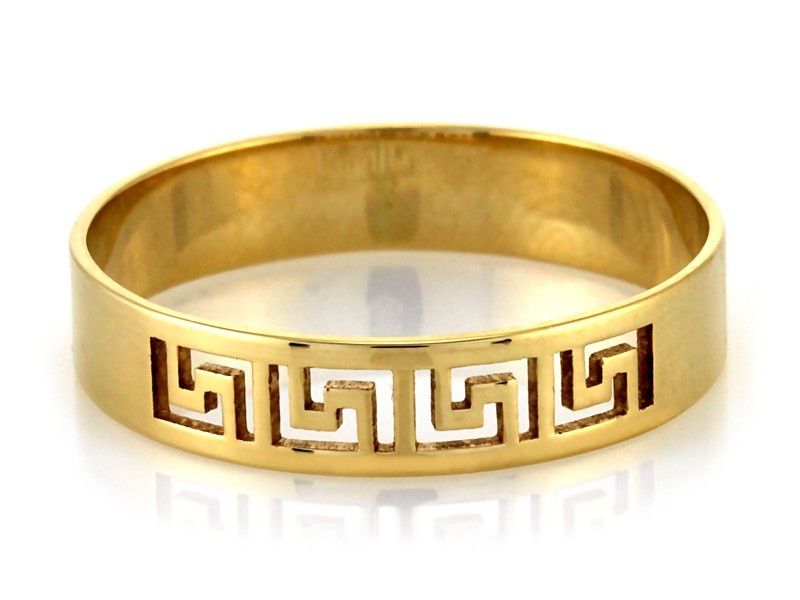 Złota obrączka z greckim wzorem PR 585