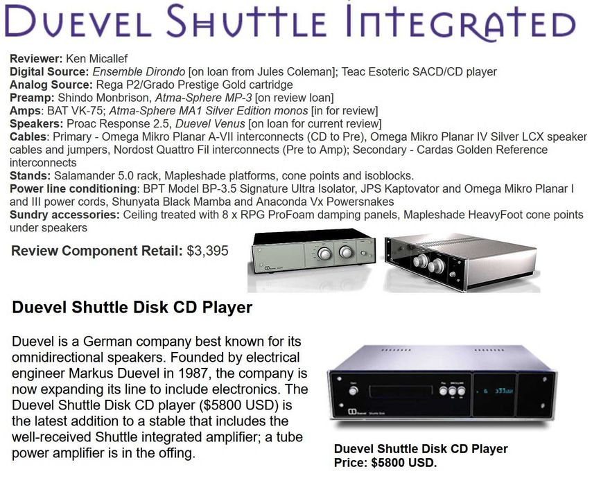 Wzmacniacz Duevel Shuttle + Odtwarzacz CD Duevel Disk CD Player Unikat ...