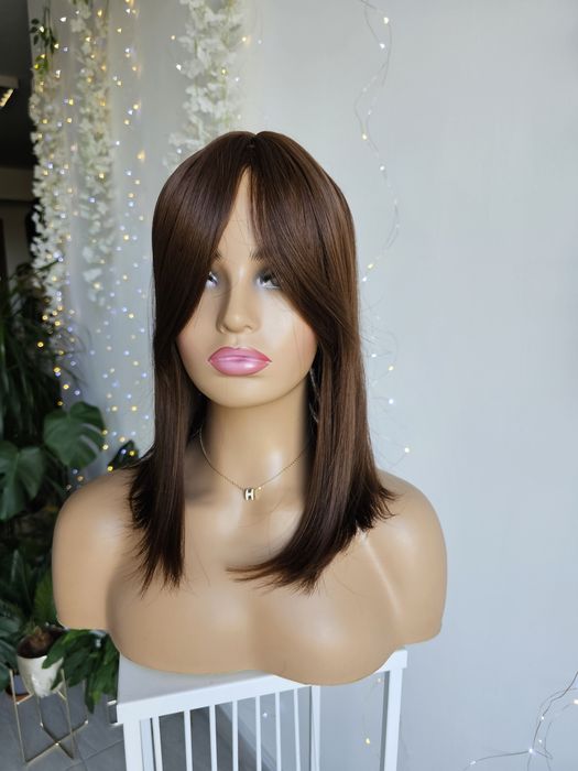 NOWOŚĆ topper Nel kasztanowy brąz 42 cm naturalny efekt uzupełnienie
