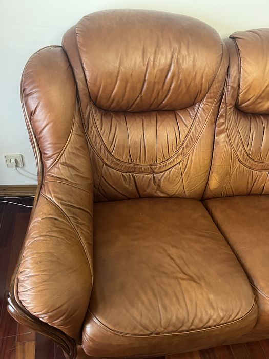 Vende-se Sofa Cama Pele Couro Castanho