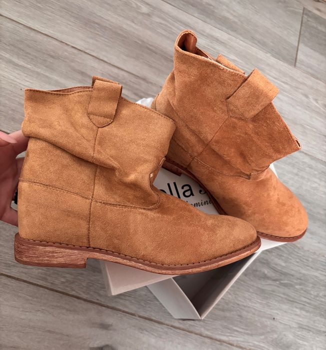 Nowe ocieplane botki z platformą camel rozm 36,39,40 styl zara