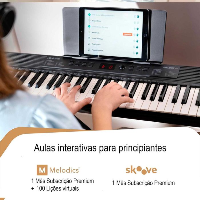 Teclado Piano Orgão Eletrónico 61 Teclas C/ Suporte Banco Auscultador