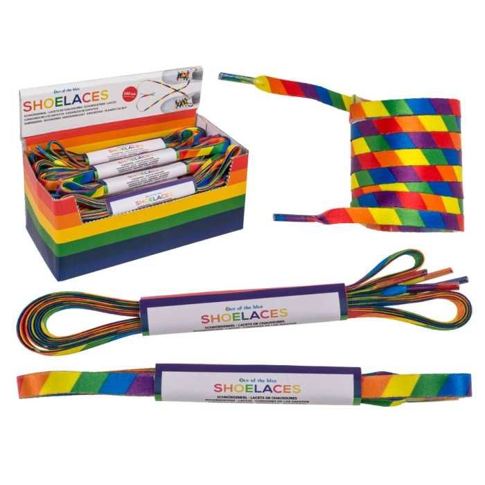 Tęczowe sznurowadła 140 cm - para