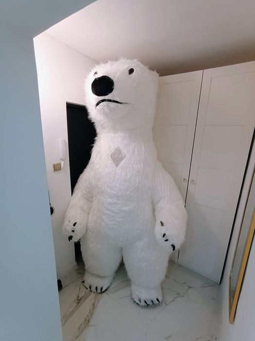 DMUCHANY BIAŁY MIŚ KOSTIUM 2,6M XXL na imprezy – NOWY, sprz. prywatna