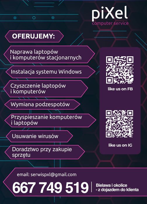 Serwis komputerowy "Pixel" - naprawa laptopów i PC Bielawa i okolice