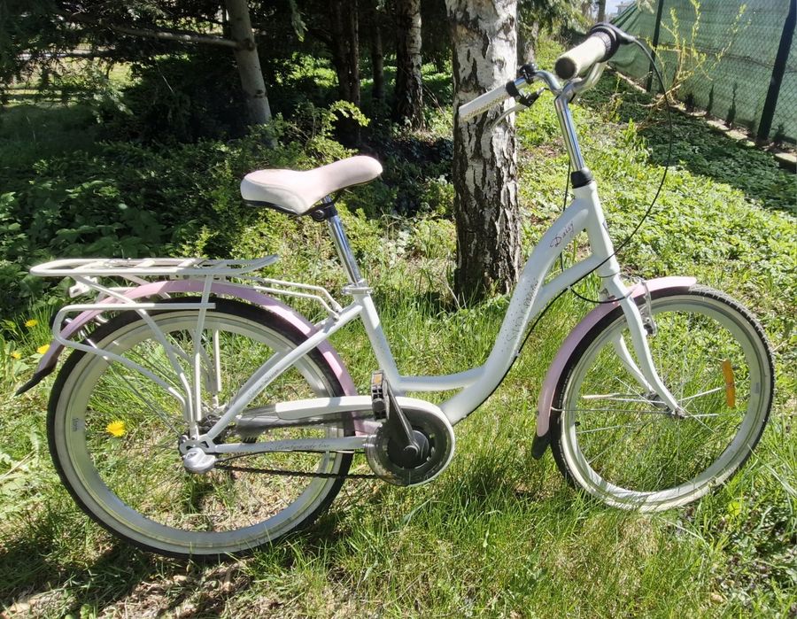 Rower dla dziewczynki Daisy Storm 24 cale  bìalo różowy