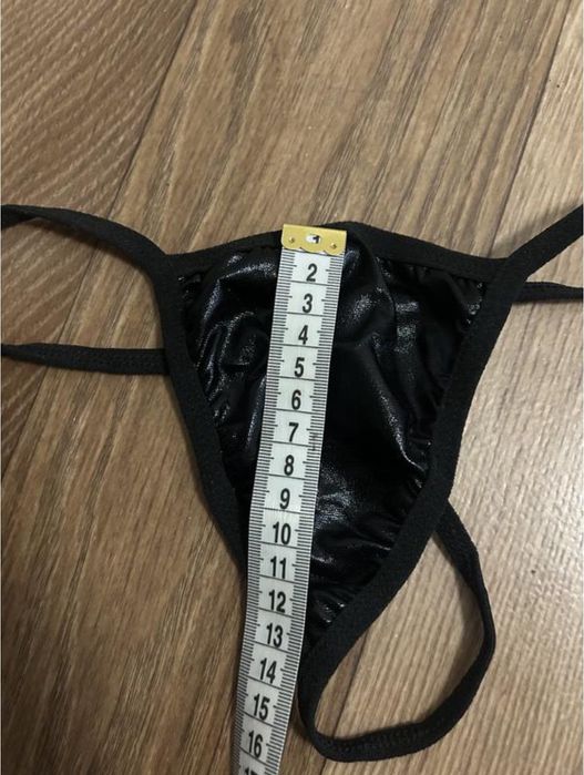 Шкіряні латексні чорні трусики стринги звабливі мініатюрні s m