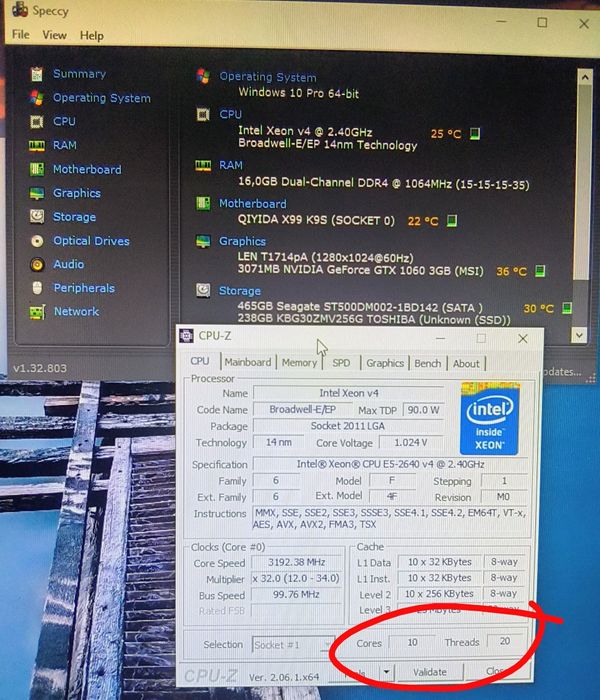 PC Gamer Core i7- 10 Cores(2640 v4) 3,2ghz+GTX 1060)+16gb+750gb NVM