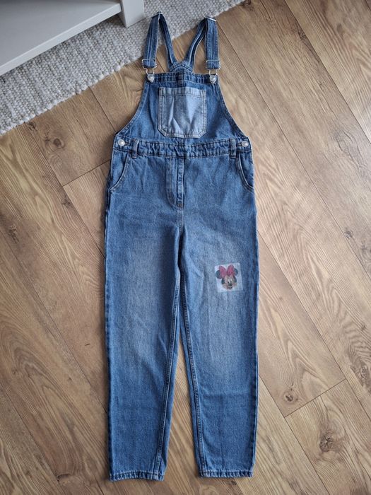 140cm, ogrodniczki jeansowe, spodnie na szelkach